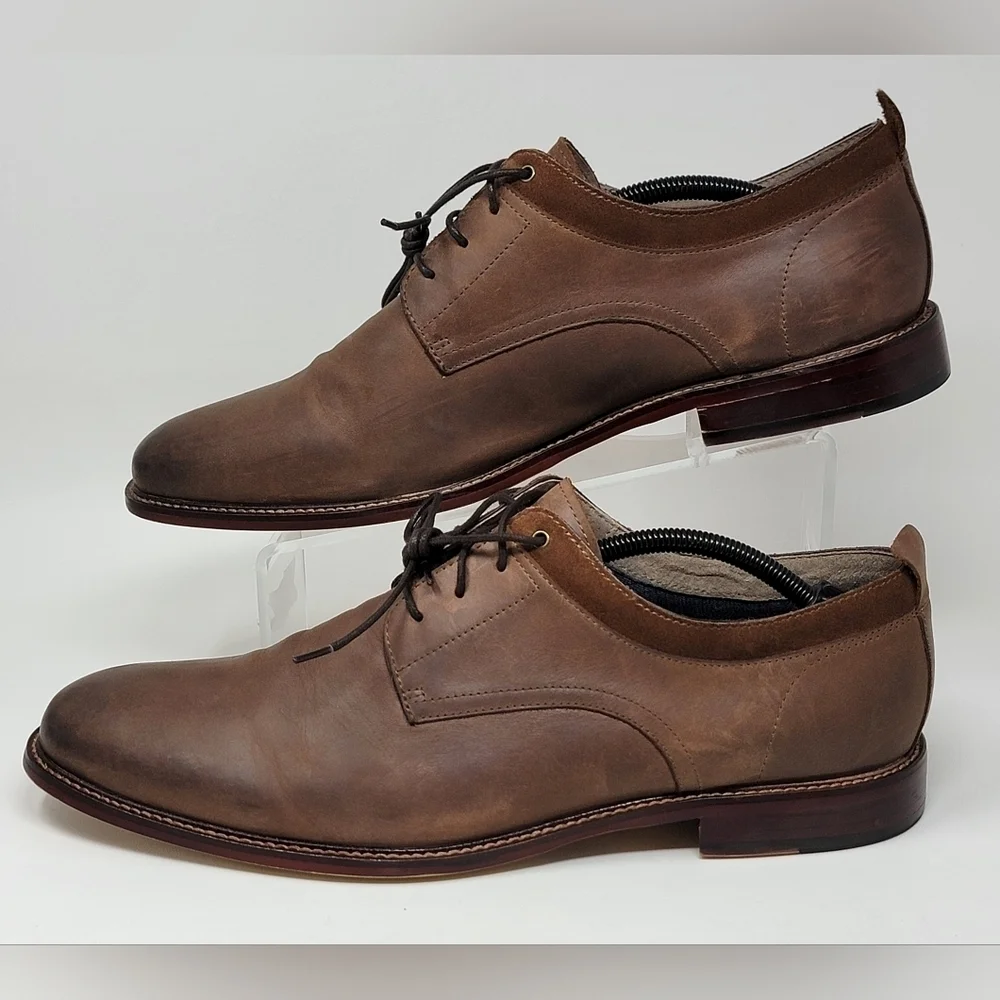 Aston Grey Dwilia Oxford Brown Leather Dress Shoes Men's Size 12 Pre-owned